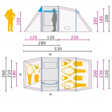 Jack Wolfskin Family Tent Great Divide RT - comfortable with flexible conversion options for 6 persons